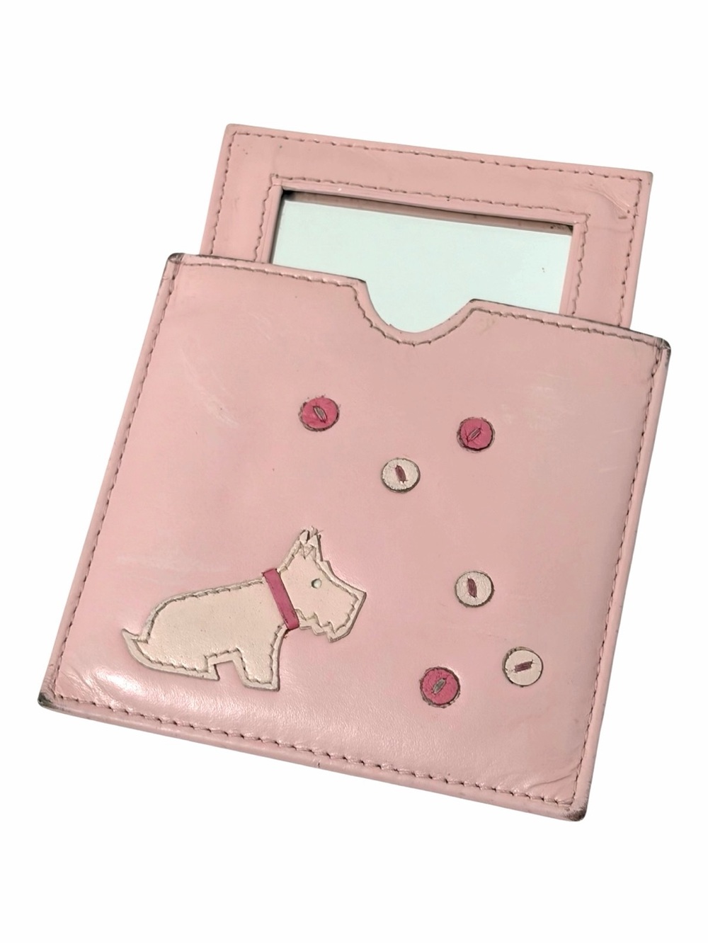 Radley London Vintage Scottie Appliqué Pink Leather Purse Mirror
